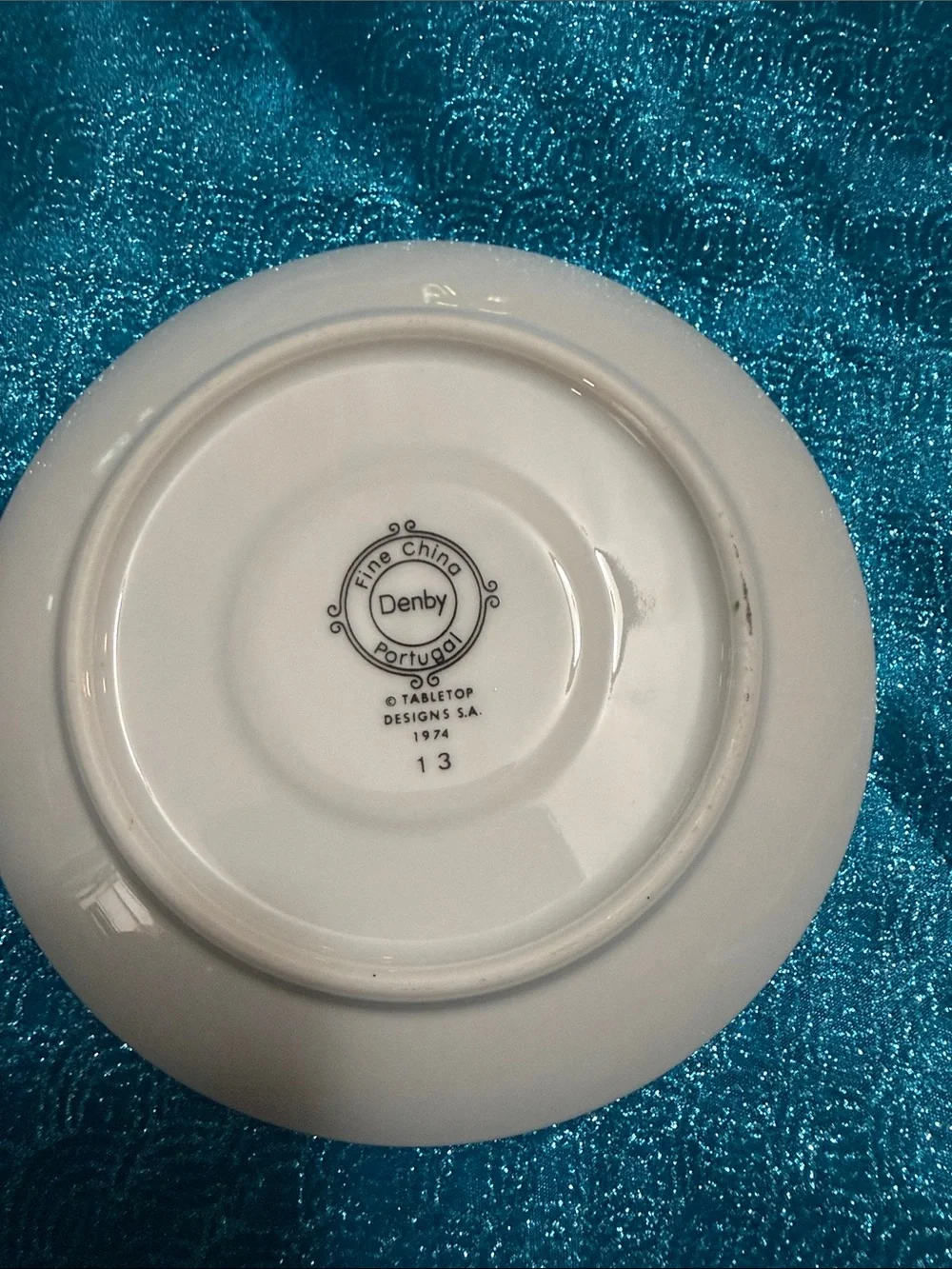 Vintage 1974 Denby Fine China Portugal Floral Teacup & Sauce